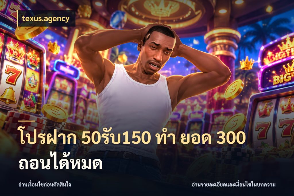 โปรฝาก 50รับ150 ทํา ยอด 300 ถอนได้หมด texus.agency เครดิตกับรูปแบบโปรที่ตรงใจ