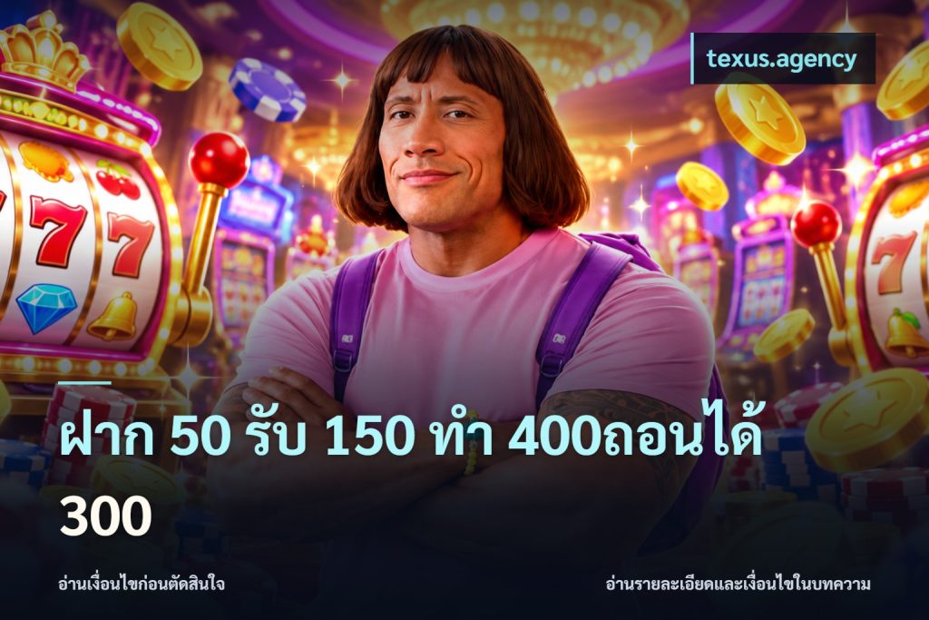 ฝาก 50 รับ 150 ทํา 400ถอนได้ 300