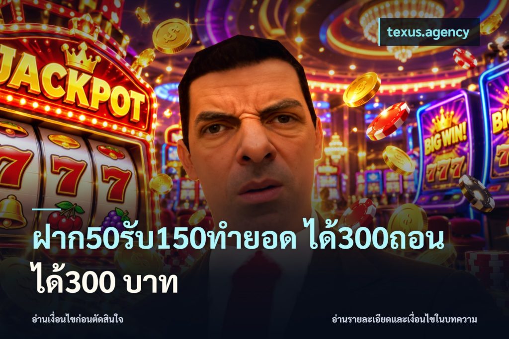 ฝาก50รับ150ทํายอด ได้300ถอนได้300 บาท