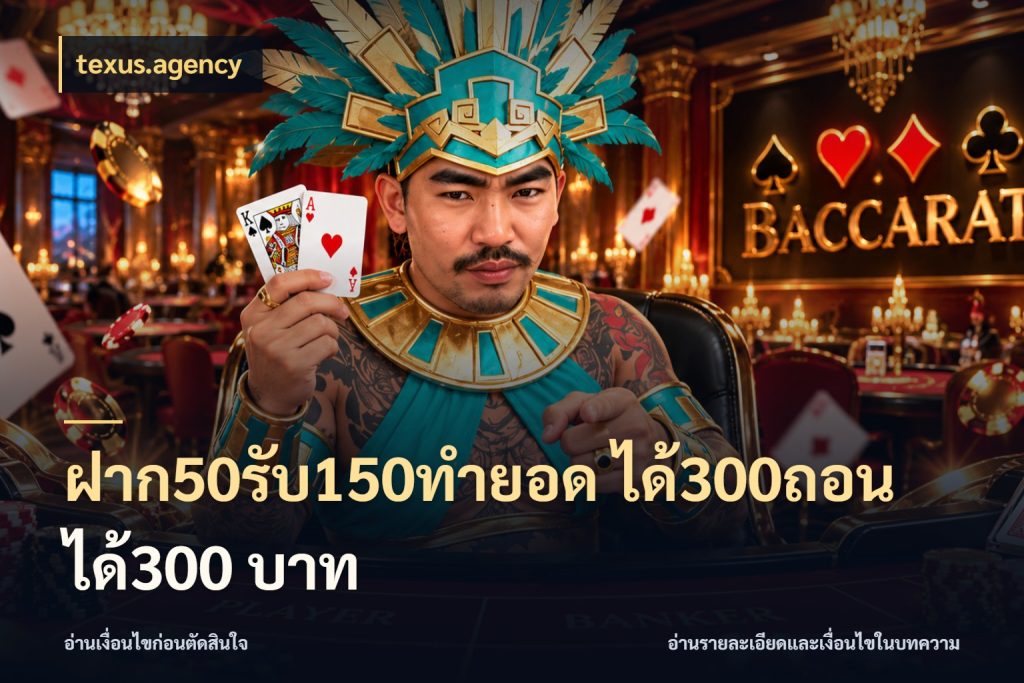 ฝาก50รับ150ทํายอด ได้300ถอนได้300 บาท รูปแบบโบนัสกับสิทธิ์ของสายเกม กับ texus.agency