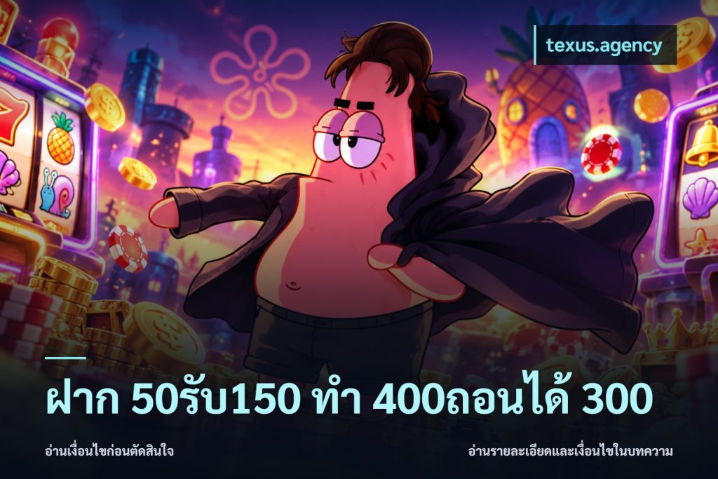 ฝาก 50รับ150 ทํา 400ถอนได้ 300