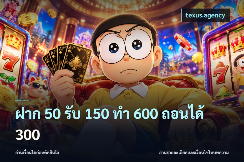 ฝาก 50 รับ 150 ทํา 600 ถอนได้ 300