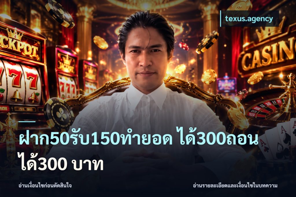 ฝาก50รับ150ทำยอด ได้300ถอนได้300 บาท