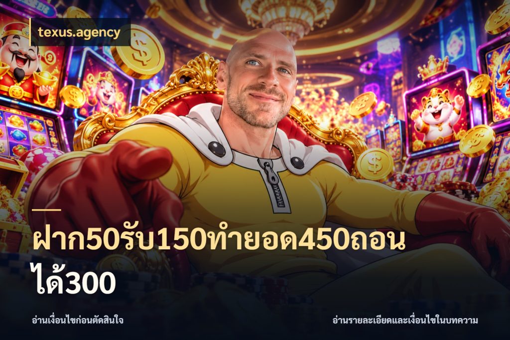 ฝาก50รับ150ทำยอด450ถอนได้300 ยอดฝากและยอดรับในมุมของคนชอบลุ้น สไตล์ texus.agency