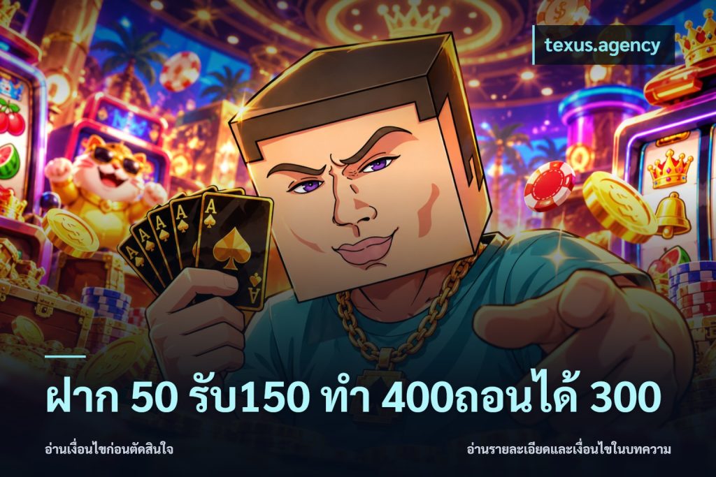 ฝาก 50 รับ150 ทํา 400ถอนได้ 300