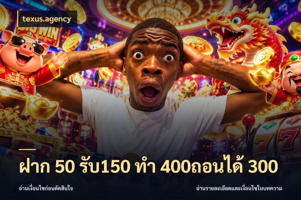 ฝาก 50 รับ150 ทํา 400ถอนได้ 300 จับประเด็นยอดรับก่อนเลือกความสนุก กับ texus.agency